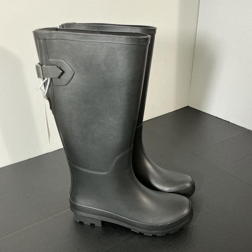 Black Wide Width Rain Boots A New Day River Knee High Size 10W NWT